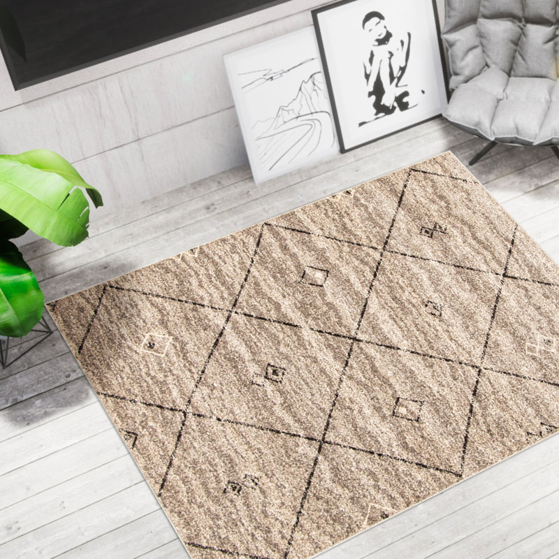 Tapis brun à motif géométrique Winslow, Rectangle 6 pi 7 po x 9 pi 6 po