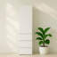 Système d'organisation modulaire en bois avec miroir en blanc