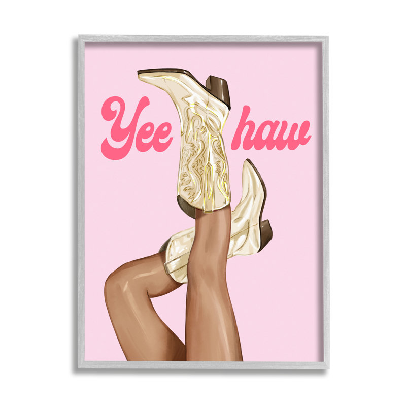 Bottes Yeehaw Cowgirl par Ziwei Li, H 20 po x l 16 po x P 1,5 po, Estampe numérique Farmhouse