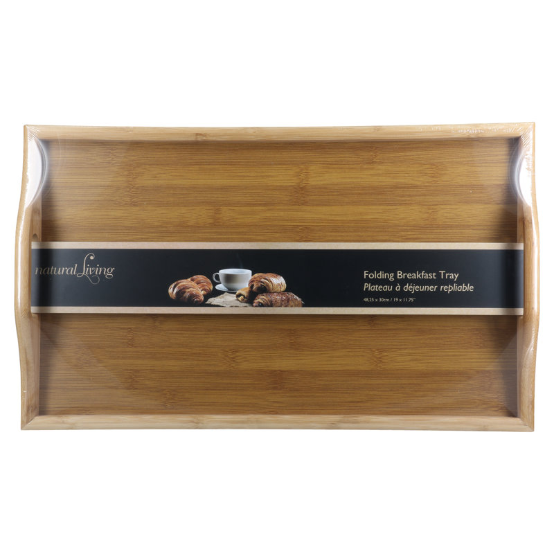 Natural Bamboo Folding Breakfast Tray with Black Finish