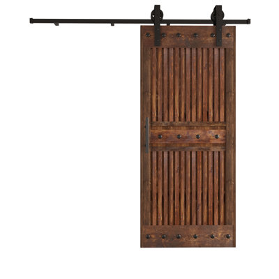 36'' x 84'' Solid Wood Louvered Painted with Installation Hardware Kit Barn Door