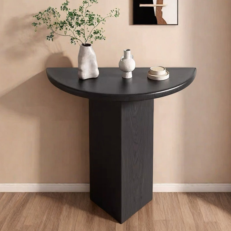 Table d'entrée en bois massif Wabi-Sabi, H 35,4 po x l 31,5 po x P 15,7 po, Noir