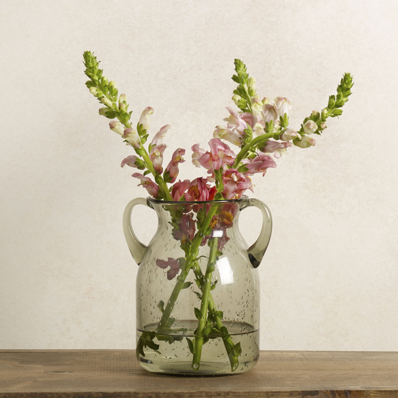 Green Handled Glass Vase for Floral Arrangements