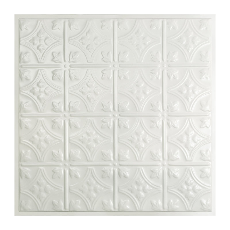 Great Lakes Tin Hamilton 2'x2' Lay-In Ceiling Tile (Pack of 5), Gloss White