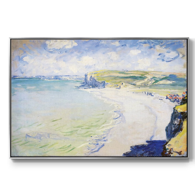 The Beach At Pourville, 1882, reproduction d'art sur toile, H 17 po x l 25 po x P 2 po, Toile avec cadre argenté