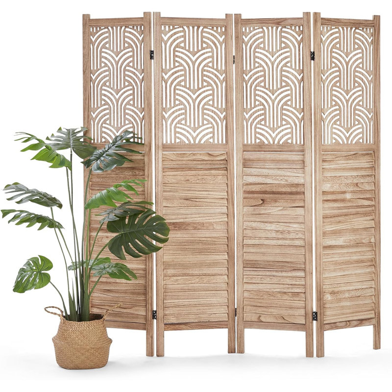 4 Panels Room Divider , 67 Inch - Folding Room Divider, Freestanding Wooden Privacy Screens, Room Separation, Folding Privacy Screens For Home Office Restaurant Bedroom