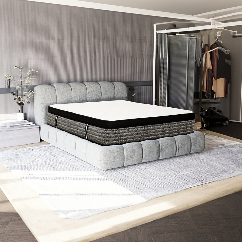 Matelas double de 16 pouces, mousse viscoélastique imprégnée de gel, sommier ensaché, fonction de refroidissement, faible transfert de mouvement, matelas pour chambre à coucher avec plateau, ressorts, technologie, mouvement, couleur principale blanche,
