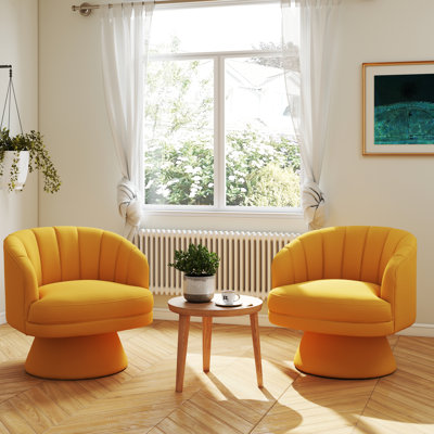 Murrow Velvet Swivel Barrel Chair(Set of 2)