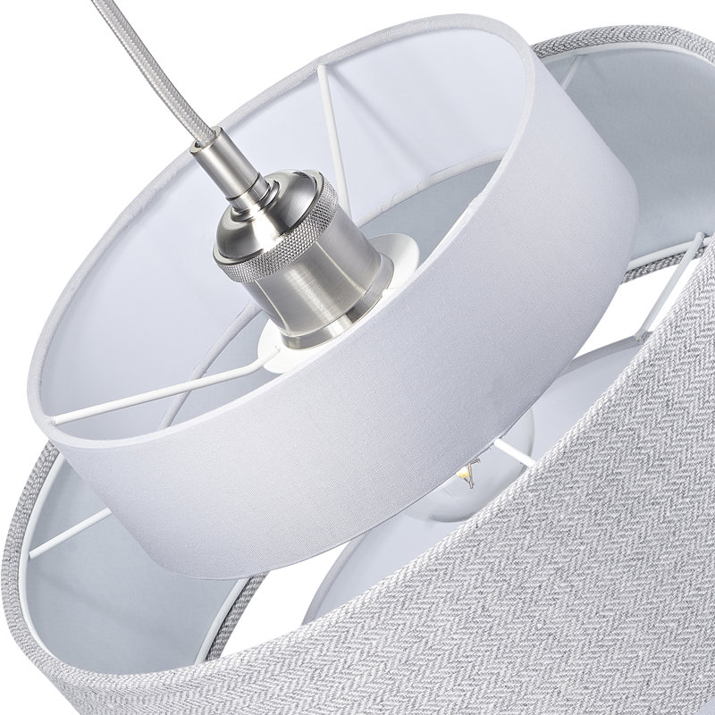 20cm H Linen Drum Pendant Shade ( Screw On ) in Grey