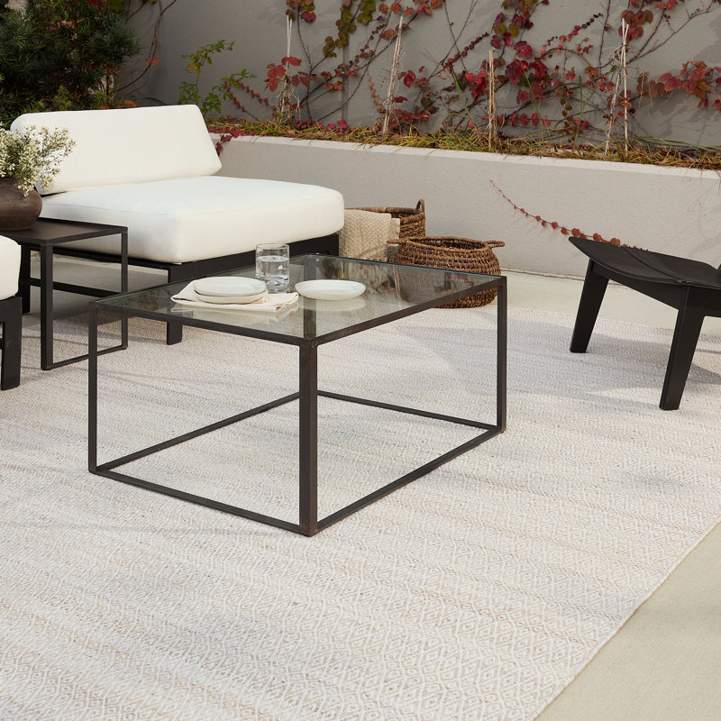 Schwandt Imogen Handmade Outdoor Trellis Tan/Cream Area Rug, Runner 3' x 8'