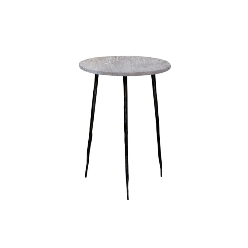 Table de bout haute Kaii, H 18 po x l 13 po x P 13 po, Travertin gris