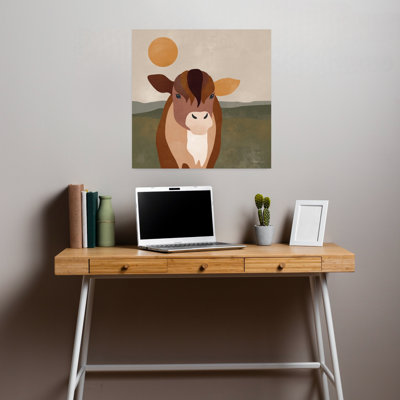 Mod, boho, vache, paysage moderne, art naturel