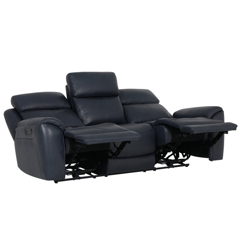 Canapé Minnis Power P3, Opulent cuir fleur à dessus bleu marine