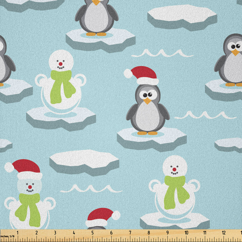Fabric by the meter, Penguin Snowman ice floe, multi -colored, 10m (230 x 1000cm)
