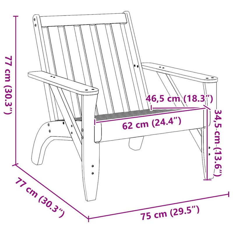 Garden Adirondack Chairs 2 Pcs 75X77x77 Cm, Wax Brown