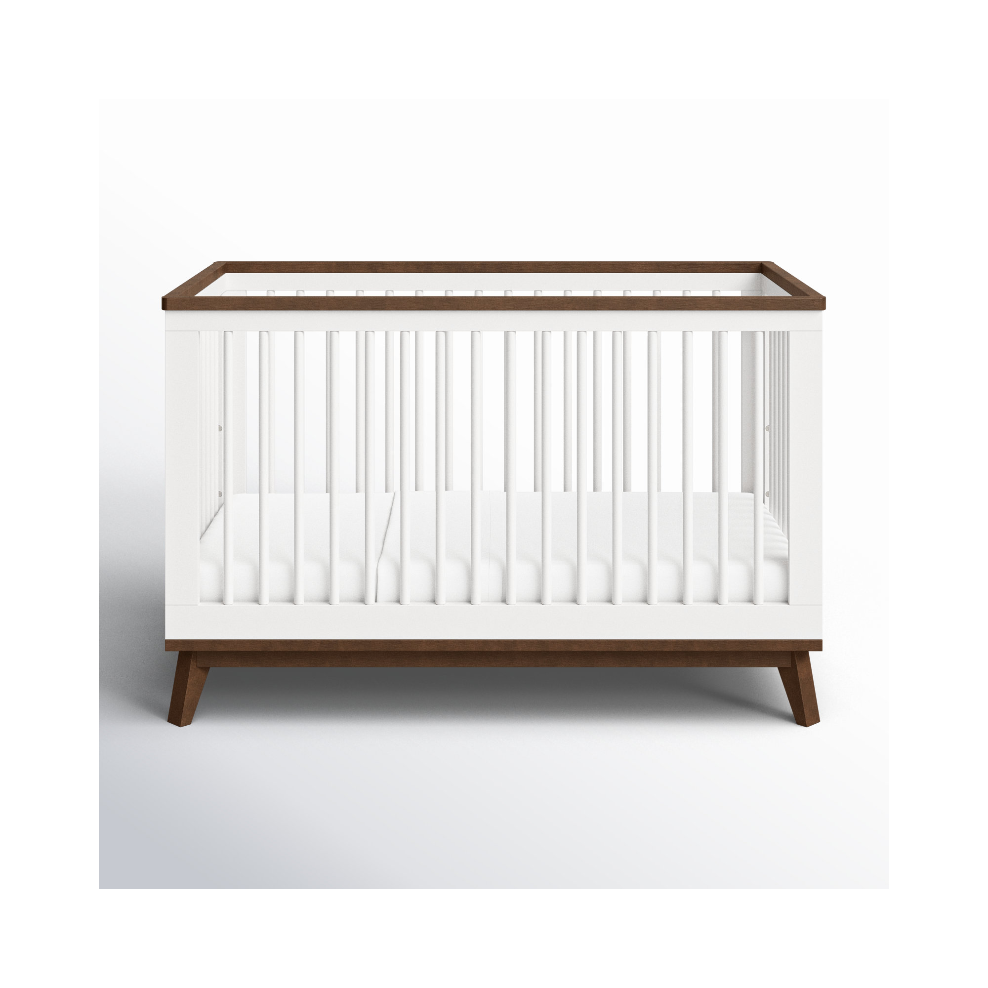 Scoot 3-in-1 Convertible Crib, White/Walnut