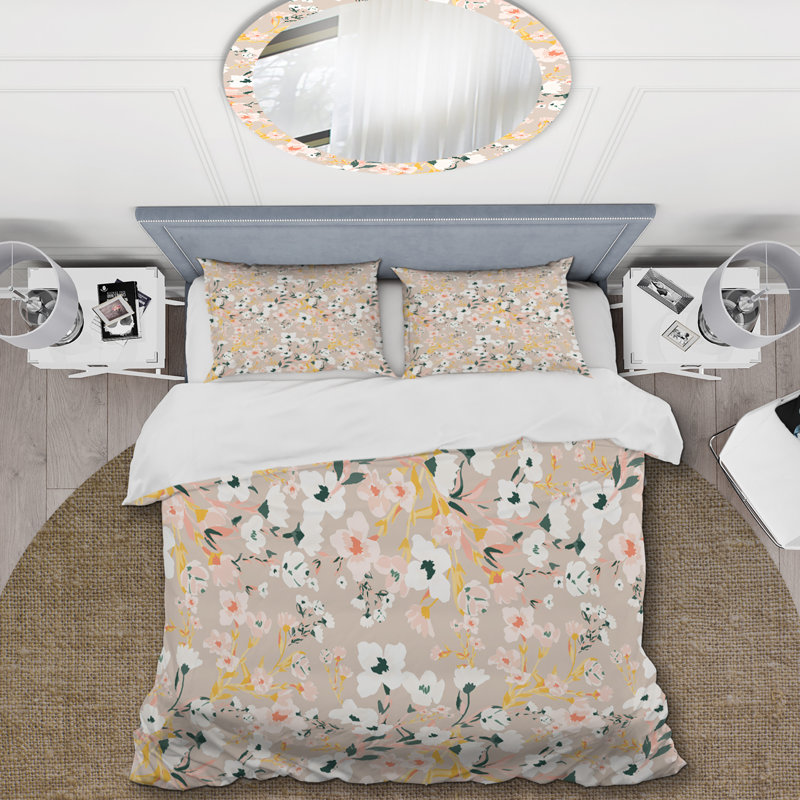 Ensemble de housse de couette en microfibre ivoire / orange 3 pièces