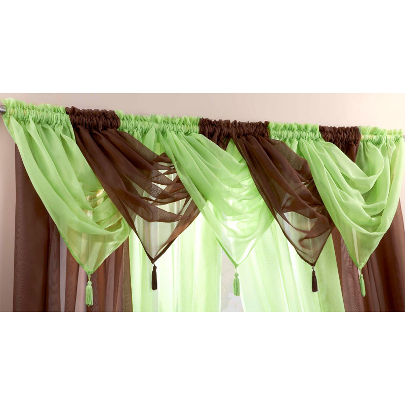 Hurtado Solid Colour Swag Window Pelmet, Lime/Chocolate
