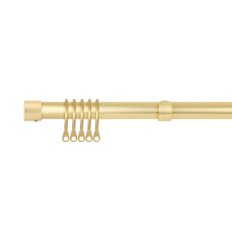 Full Stop Antique Brass Adjustable 160cm to 300cm 2cm Single Curtain Pole, Chrome, 1.2 - 2.1m