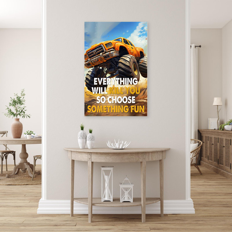 Jarone " Monster Truck Choose Something Fun ", 14" H x 11" W x 1.25" D
