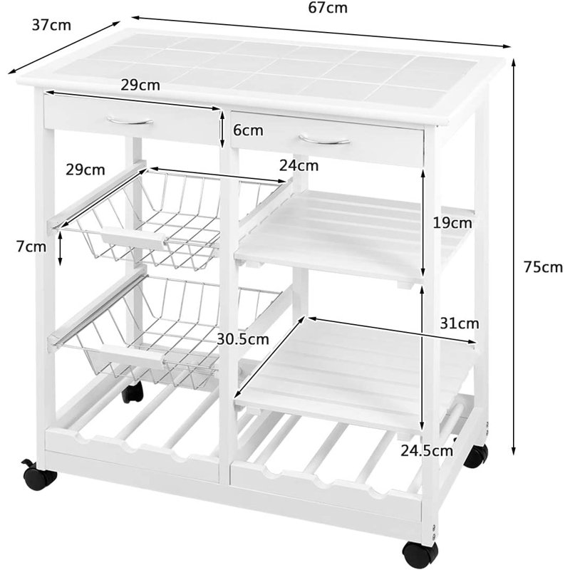 Karli Kitchen Cart, White