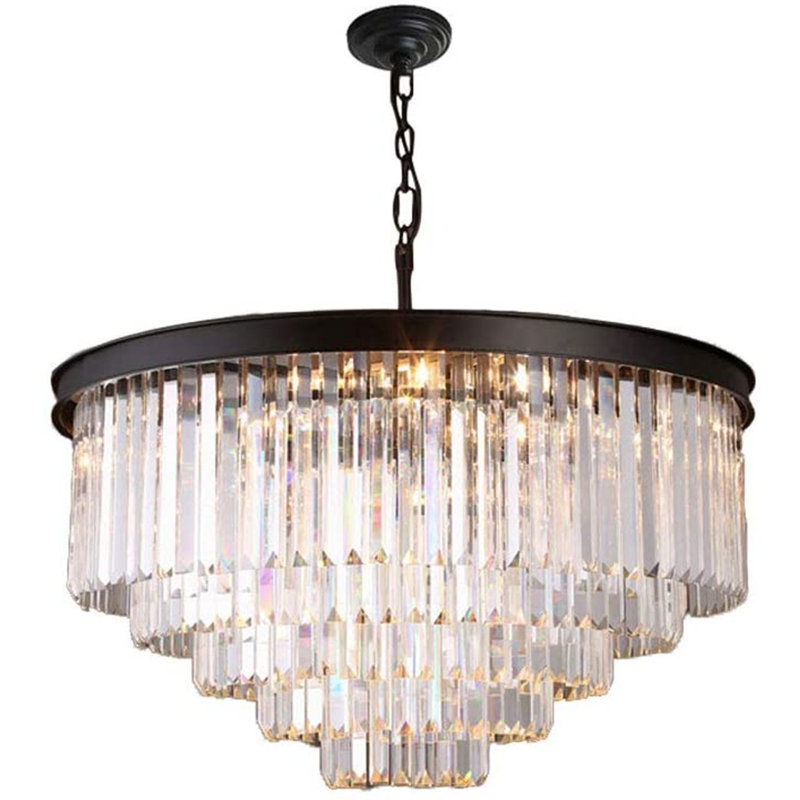 12 Light Crystal Chandelier, Modern Contemporary 5 Tier Hanging Chandelier for Dining Room Living Room Bedroom
