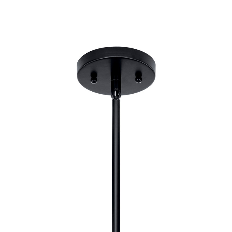 Luminaire suspendu 1 lumière Ramblewood noir avec abat-jour en verre satiné gravé, Satin gravé, Noir