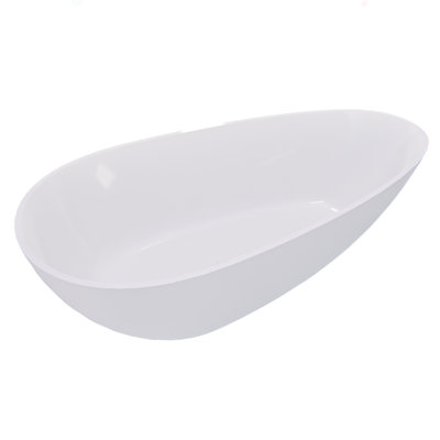 59" Freestanding Solid Surface Bathtub, Luxury Handcrafted Stone Resin Freestanding Soaking Bathtub With Overflow And Pop-Up Drain