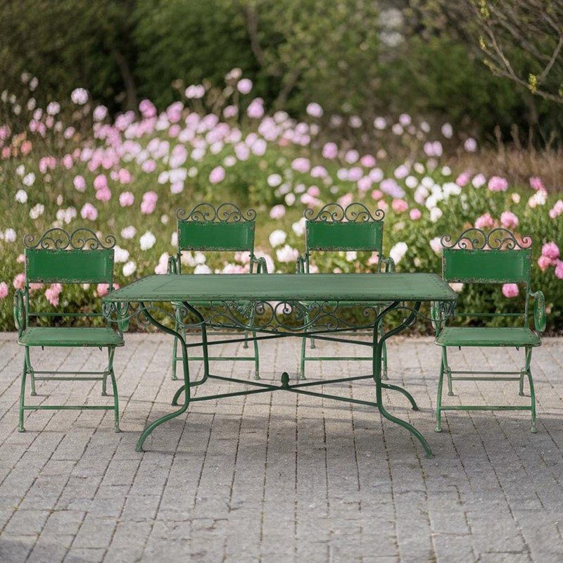 Ensemble repas d'extérieur en fer Charleston, Green, Does Not Apply" H x Does Not Apply" W x 30.12" D, Green