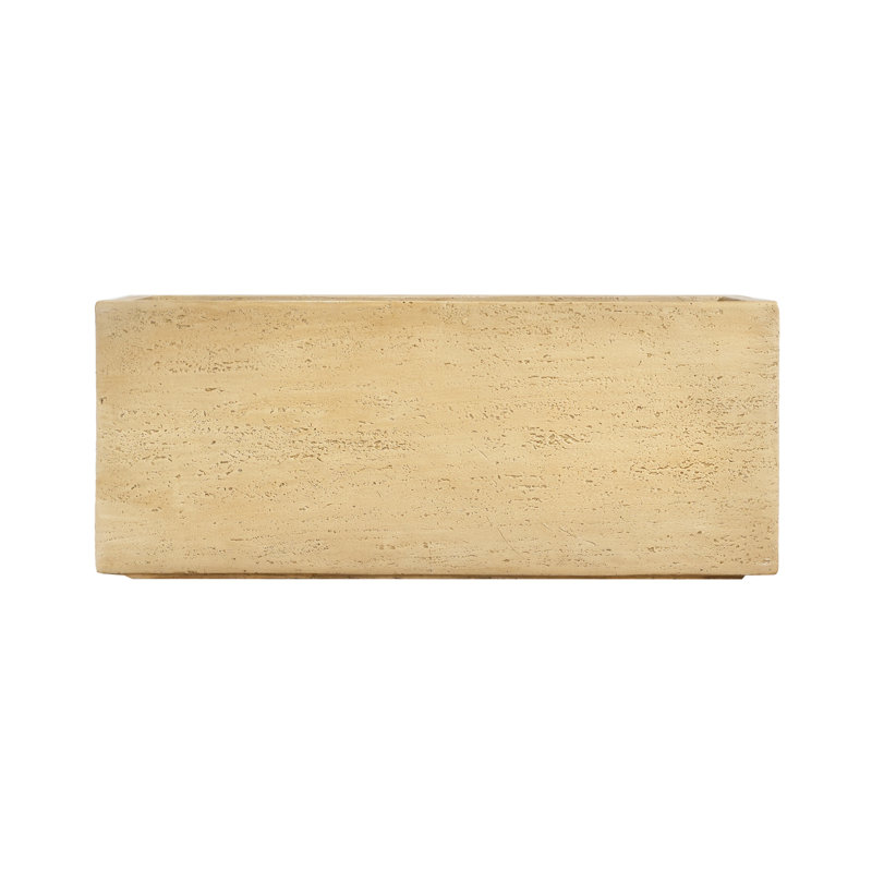 Handmade Rectangle Planter Box, Travertine Beige