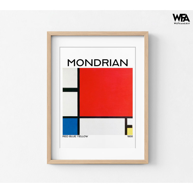 «Composition with Red - Blue - and Yellow 1930» par Piet Mondrian, reproduction d'art encadrée, impression d'art moderne