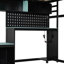 Lit mezzanine compact en bois moderne avec rangement, noir et bleu