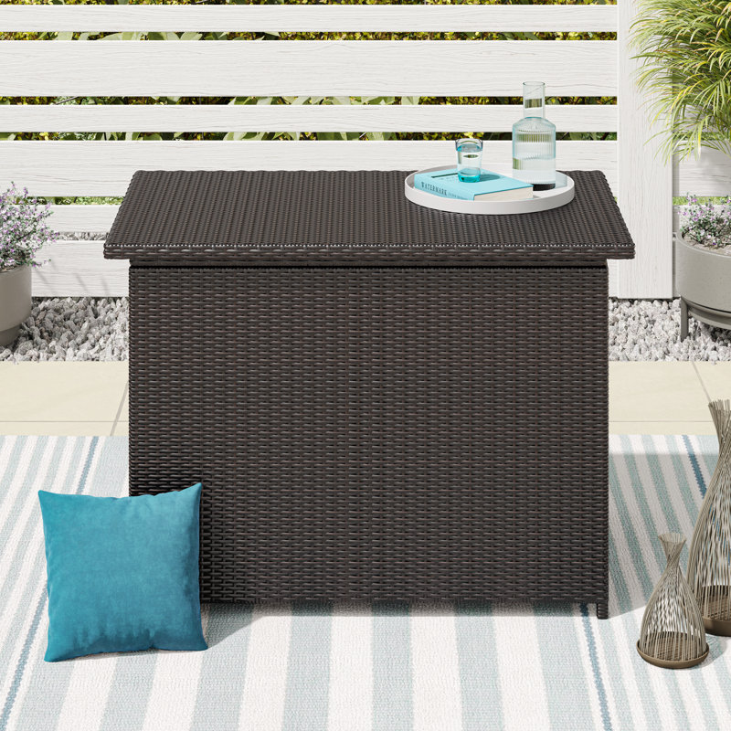 Kristiana 46.46'' W 127 Gallons Wicker / Rattan Outdoor Deck Box, Brown