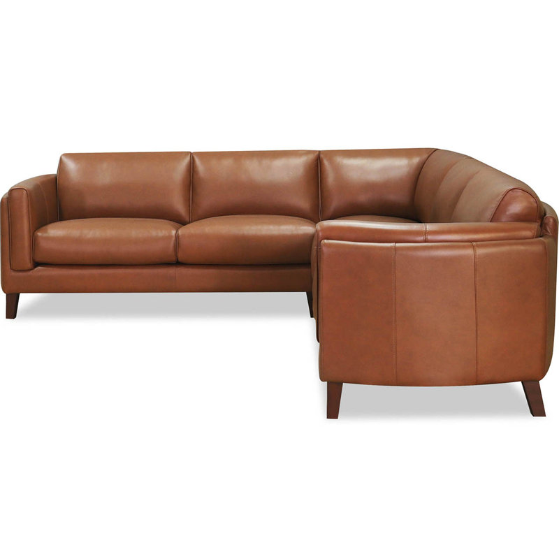 Natchez Symmertrical Leather Sectional, Brown Genuine Leather