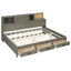 Lit de jour gris avec structure en bois, tiroirs de rangement, tableau souple supérieur et dispositif - Alimentation de charge pour les appareils en bois, avec 3 tablettes, électronique pratique-1304905489-1304905500