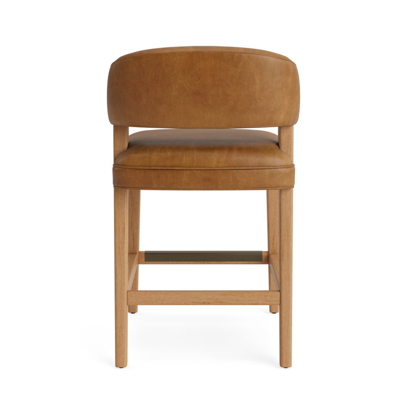 Keane Leather Bar Stool, Natural, Bedford - Saddle, Counter Stool (25” Seat Height)