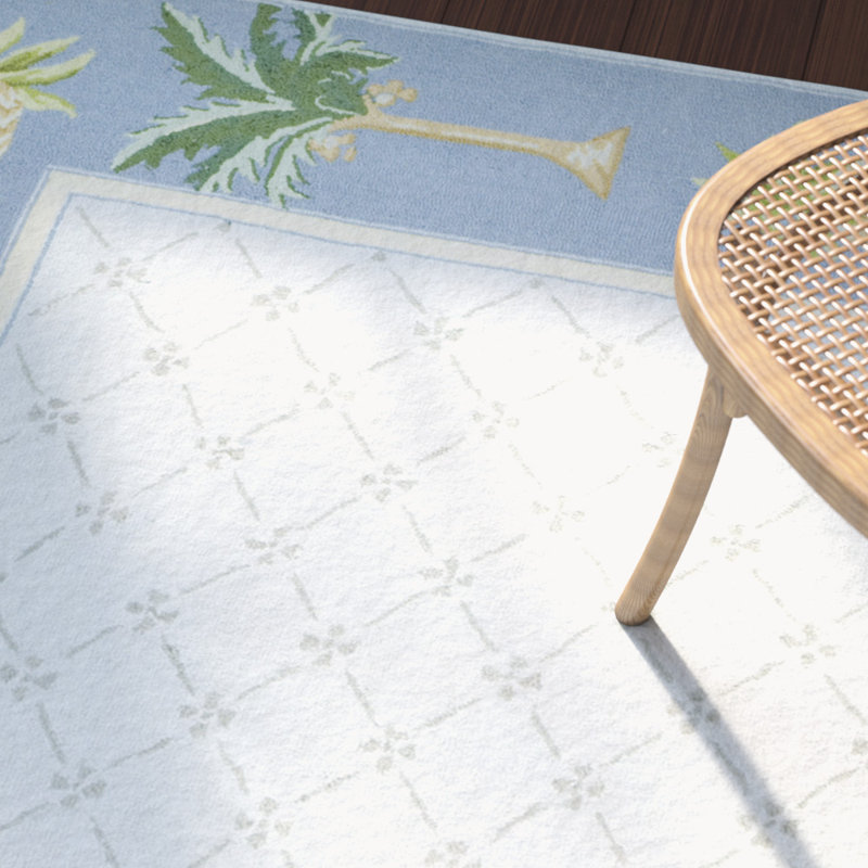 Tapis géométrique en laine crocheté à la main Hogle, Ovale 7 pi 6 po x 9 pi 6 po