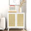 Burce Kitchen Storage Cabinet with 2 Rattan Doors, Buffet Sideboard Cabinet with Shelf