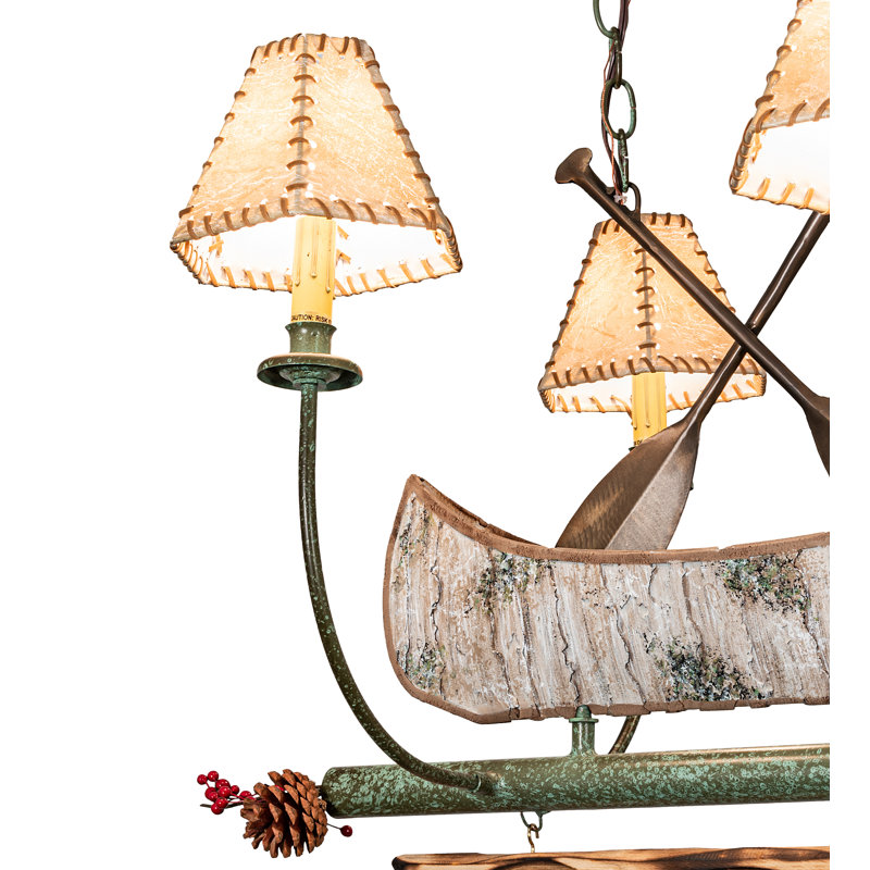 35" Long Personalized Canoe 4 Light Chandelier