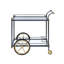 Chariot de service rectangulaire en verre et en métal - décorations noires / dorées, rangement pour accessoires de vin transparent et fini 2 tablettes pour apéritifs, cadre, porte-bouteilles, mobile avec roulettes