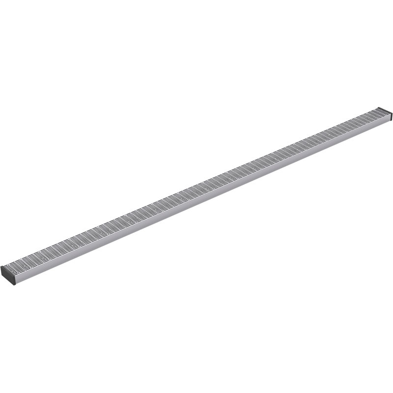 Linear Grid Shower Drain, Bright Silver