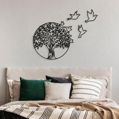 Élégant accessoire mural en métal, noir, 24,0 po x 22,0 po | Fabrication 100% métal, épaisseur: 0,06 po | Fixation murale facile avec pièce arrière | Parfait pour la décoration intérieure et les intérieurs modernes