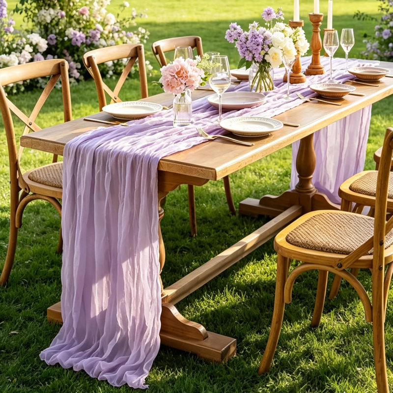 Chemin de table mauve, chemin de table 10 pi Boho lavande lilas