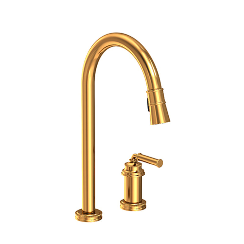 Taft Single Handle Pull Down Kitchen Faucet, Aged Brass
