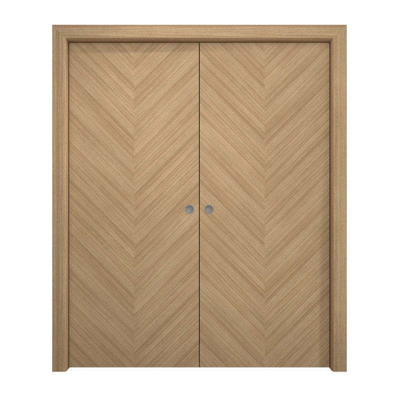Portes coulissantes françaises à double poche | Ego 5005 | Ensemble de quincaillerie de rail | Portes intérieures modernes en bois massif pour chambre à coucher