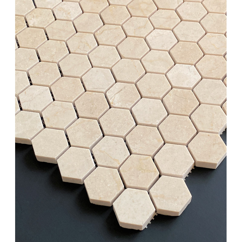 Carreau de mosaïque en marbre et mur de marbre 1,25 "x 1,25", Crema Marfil