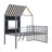 Metal Twin Size Loft Bed With Roof, Window, Guardrail, Ladder Silver