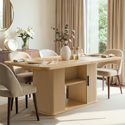 70" Dining Table for 4-6 People, Modern Dining Table with Storage Shelves, 1.38" Thick Scratch-Resistant