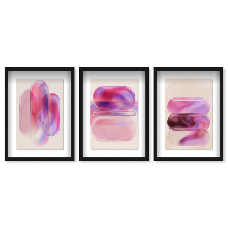 Rose Topaz Set Shadowbox Abstract Print by Oliver Gal, Black Frame, 10 x 15, 25.5"H x 17.5"W, Black Shadowbox