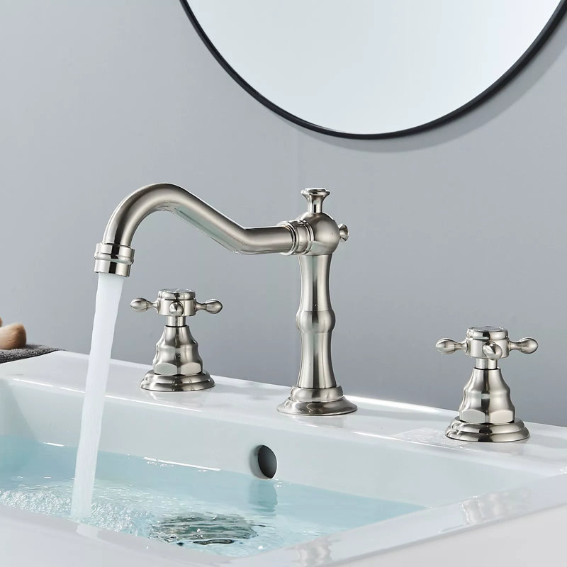Robinet de lavabo de salle de bain 8 pouces à 2 poignées et 3 trous avec robinet de meuble-lavabo et robinet de lavabo